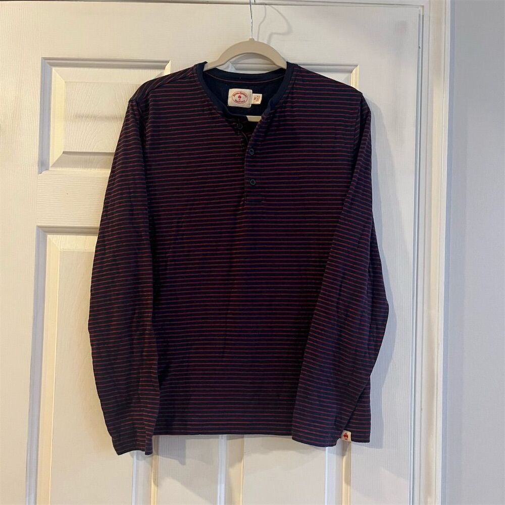 Brooks Brothers Red Fleece Men's Striped Henley Shirt Size M - Picture 1 of 8